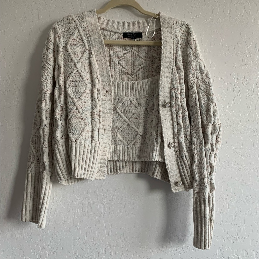 Witty Fox Cropped Cardigan and Top Set